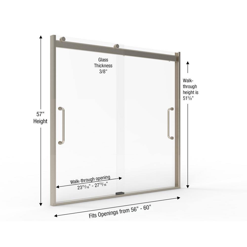 Arelo 60" Frameless Sliding Tub Door with Clear Glass and Black Handle