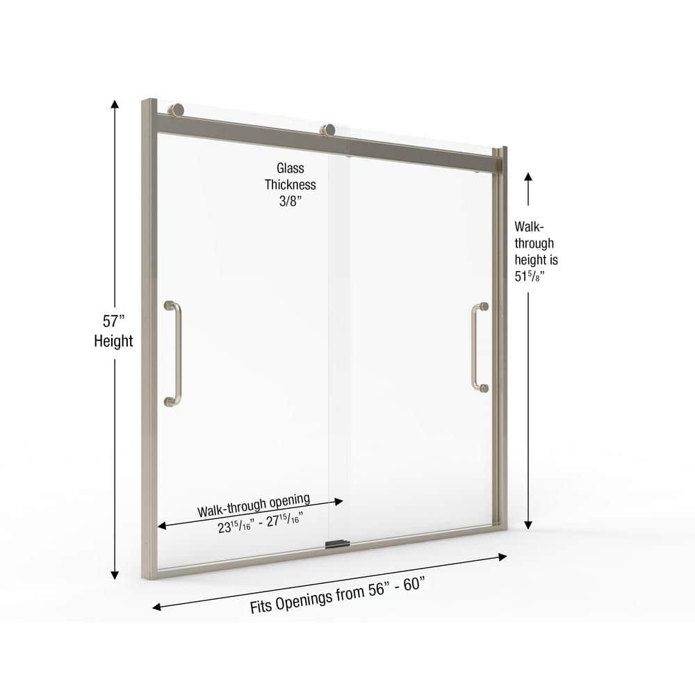 Arelo 60" Frameless Sliding Tub Door with Clear Glass and Black Handle