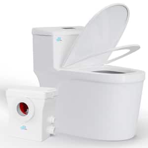 1-Piece 0.8/1.28 GPF Dual Flush Elongated Macerating Toilet in White, with 0.8 HP Macerating Pump