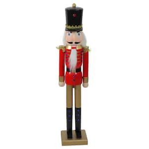 36.25 in. Red and Gold Wooden Christmas Nutcracker Soldier with Sword