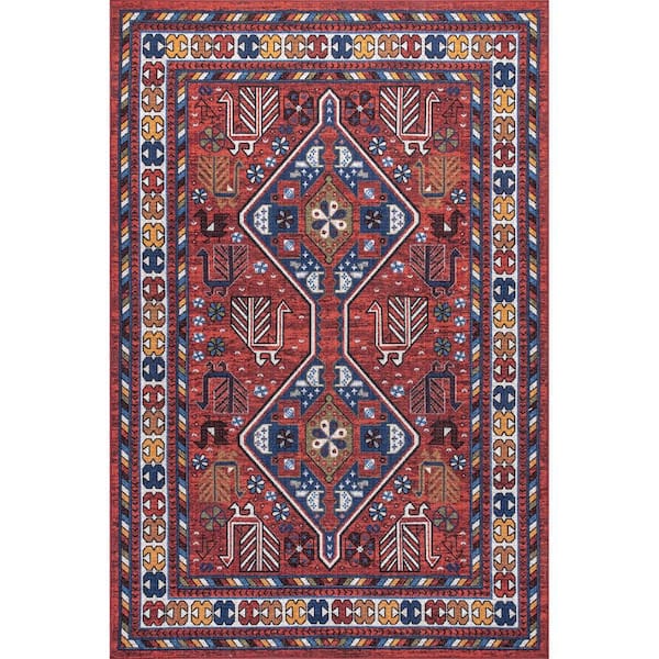 nuLOOM Maya Tribal Motif Rust 7 ft. 10 in. x 10 ft. Indoor Area Rug