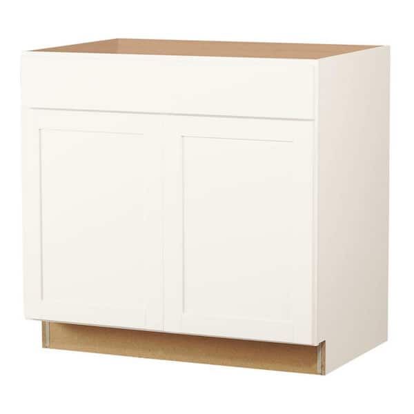 Hampton Bay Westfield Feather White Assembled Sink Base Kitchen Cabinet (36 in. W x 23.75 in. D x 35 in. H)
