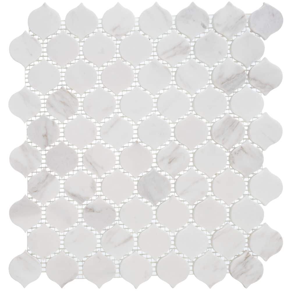 Dayberry Arabesque 4x8 White Marble Mosaic Tile