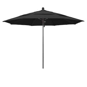 11 ft. Bronze Aluminum Commercial Market Patio Umbrella with Fiberglass Ribs and Pulley Lift in Black Pacifica