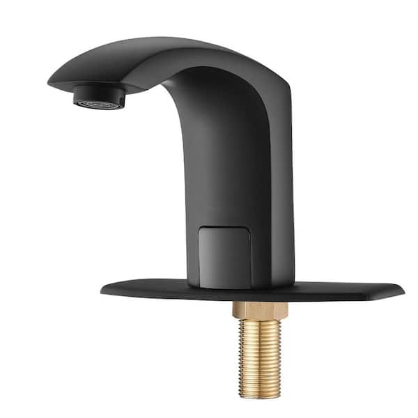 Touchless Bathroom Sink Faucet, Motion Sensor, Battery Operated, Adjustable Temp for 9/16 in. Pipe, Comm, Matte Black