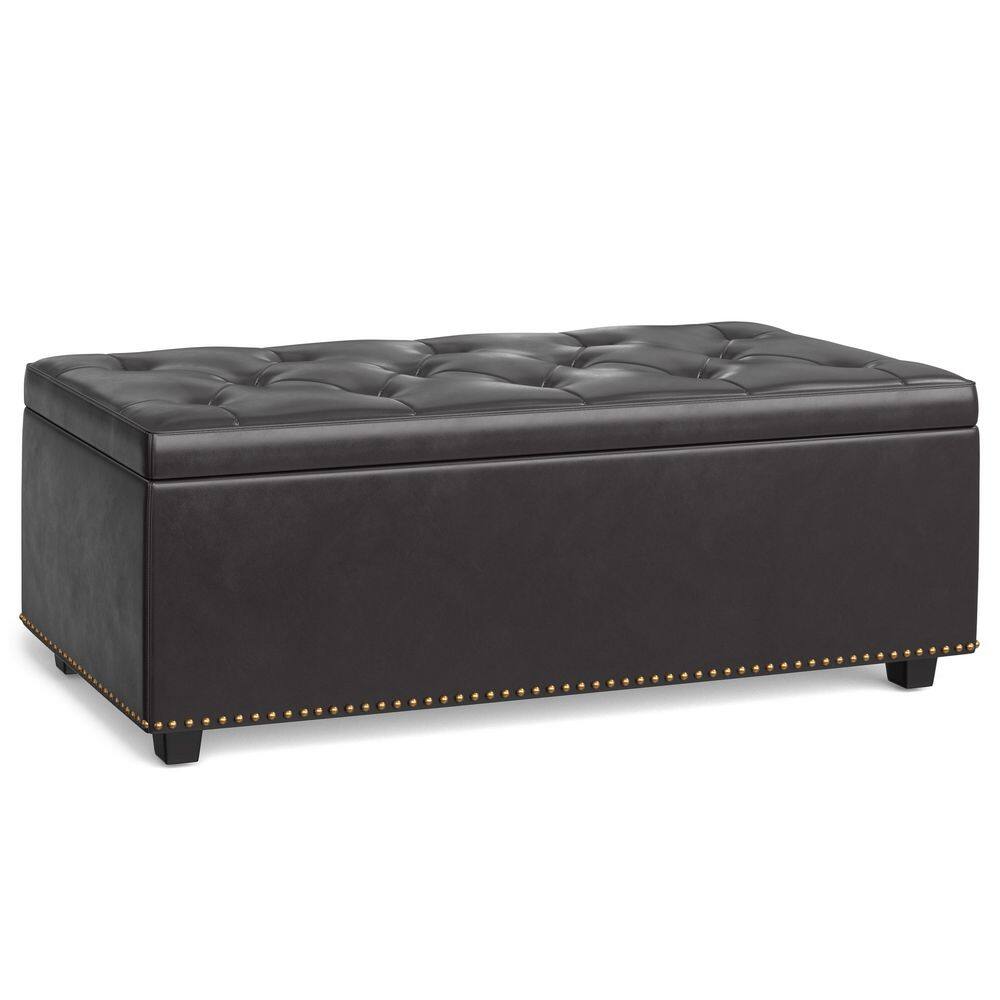 Hamilton 44" Contemporary Tanners Brown Faux Leather Lift-Top Storage Ottoman