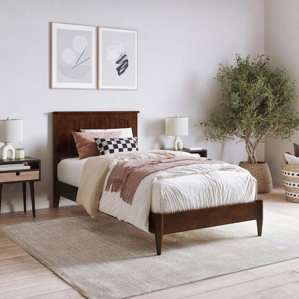 AFI Naples Walnut Brown Solid Wood Frame Twin XL Low Profile Platform Bed