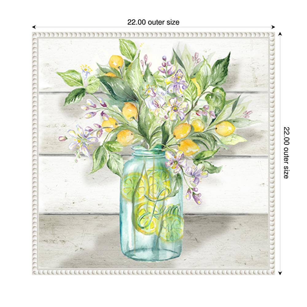 22" White Framed Watercolor Lemons in Mason Jar Canvas Print
