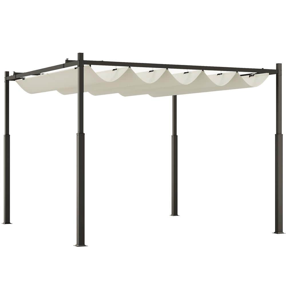 10 ft. x 10 ft. Metal Retractable Pergola Canopy with Magnetic Fixture for 