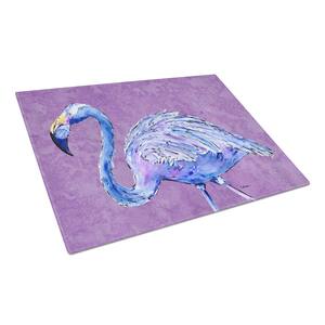 Flamingo on Purple Tempered Glass Large Cutting Board