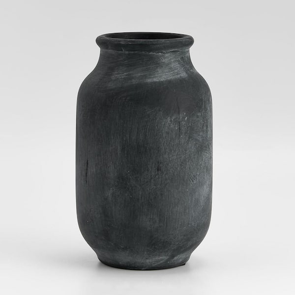 Black 9.5 in. Ceramic Large Vase, Pottery Decorative Flower Vase