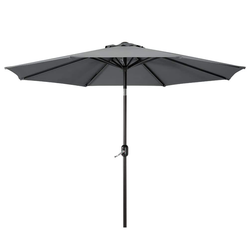 Polytrends Holme 9-foot Steel Market Patio Umbrella with Tilt-and-Crank Grey