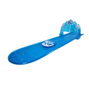 Blue and White Ice Breaker Inflatable Ground Level Water Slide