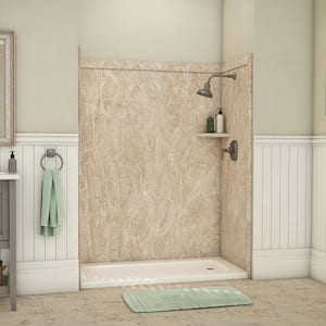 Royale 36 in. x 60 in. x 80 in. 11-Piece Easy Up Adhesive Alcove Bathtub/Shower Wall Surround in Alaskan Ivory