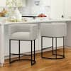 LUE BONA Jessica 26 in.Cream Gray Modern Counter Bar Stool Fabric ...