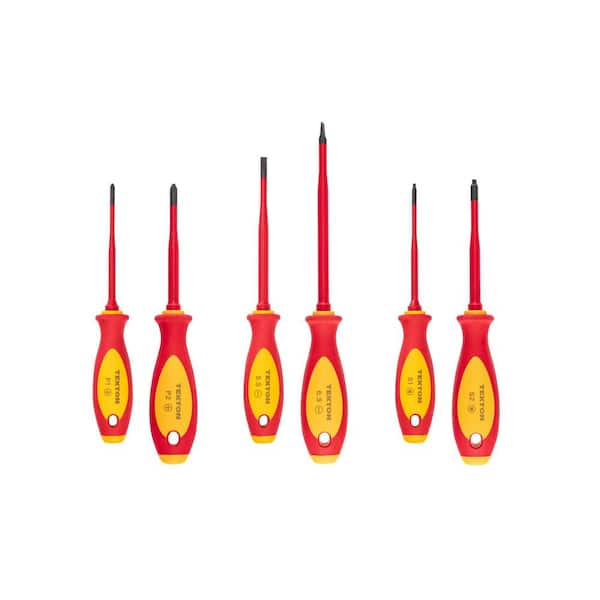 Phillips, Slotted, Square Insulated Screwdriver Set, 6-Piece (#1-#2,5.5-6.5 mm, #1-#2)