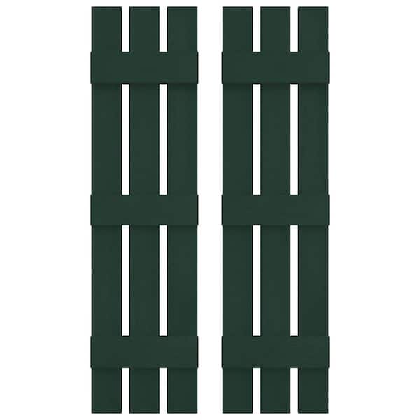 12 in. W x 55 in. H Vinyl Exterior Spaced Board and Batten Shutters Pair in Midnight Green