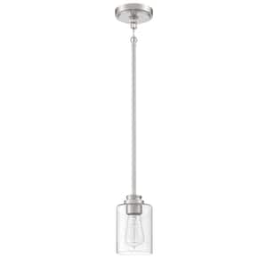 Bolden 100-Watt 1-Light Brushed Nickel Finish Dining/Kitchen Island Mini Pendant with Clear Glass, No Bulbs Included