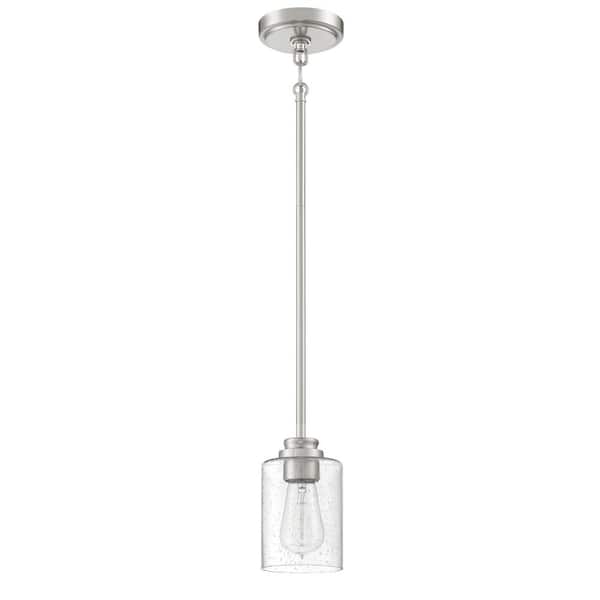 CRAFTMADE Bolden 100-Watt 1-Light Brushed Nickel Finish Dining/Kitchen Island Mini Pendant with Clear Glass, No Bulbs Included