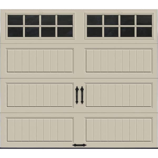 Clopay Gallery Steel Long Panel 9 ft x 7 ft Insulated 6.5 R-Value  Desert Tan Garage Door with SQ24 Windows