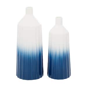 16 in., 14 in. Blue Handmade Ombre Ceramic Decorative Vase (Set of 2)