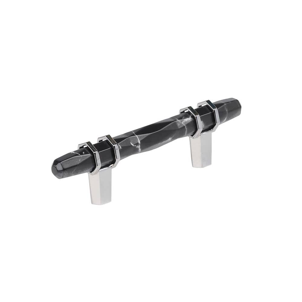 Carrione 3 in. (76mm) Center-to-Center Marble Black/Polished Chrome Bar Cabinet Pull price history on PriceWatchPro