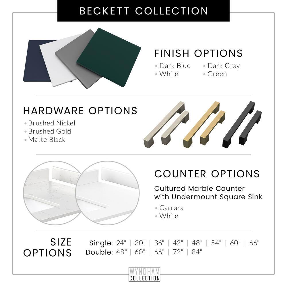 Beckett Green 72" Freestanding Double Vanity with Nickel Accents