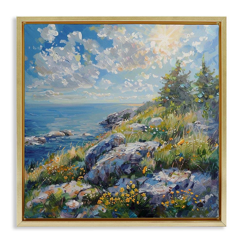 Cliffside Sea View by LSR Design Studio Gold Floater Frame Nature Graphic Art Print 18 in. x 18 in. price history on PriceWatchPro