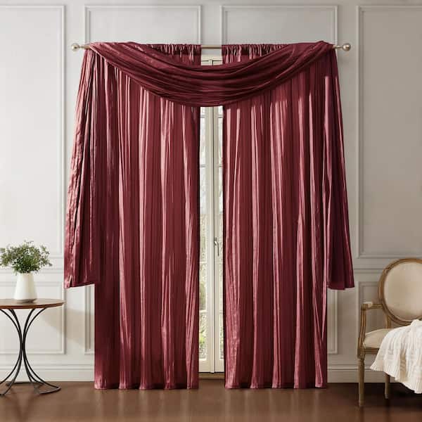 Elrene Athena Red Faux Silk 52 in. W x 108 in. L Rod Pocket Light Filtering Curtain (Set of 3)