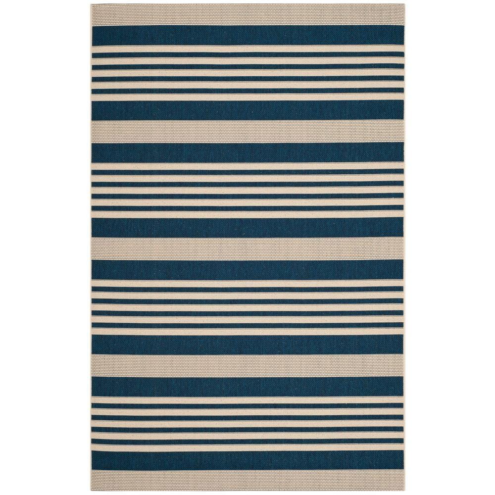 Courtyard Navy/Beige 7 ft. x 10 ft. Striped Indoor/Outdoor Patio  Area Rug price history on PriceWatchPro