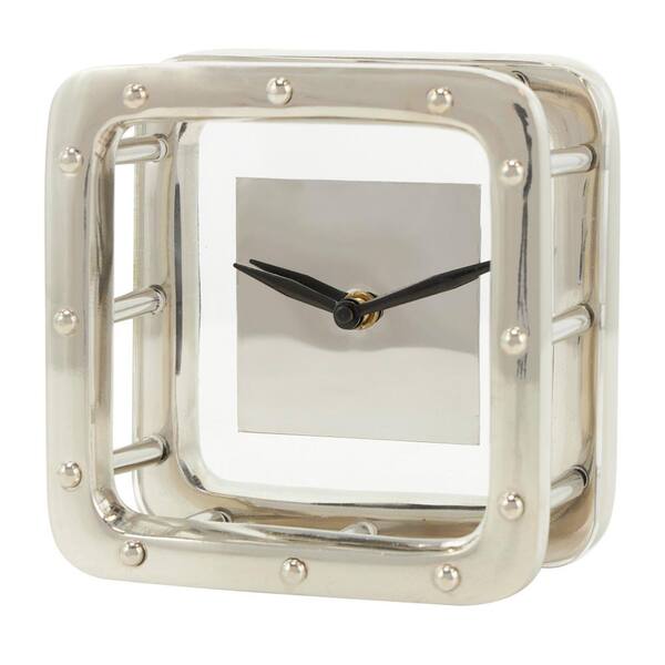 Litton Lane Silver Aluminum Geometric Dimensional Open Frame Clock