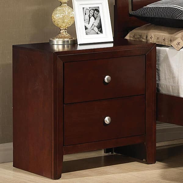 Acme Furniture Ilana 2-Drawer Brown Cherry Nightstand (24 in. H X 22 in. W X 16 in. D)