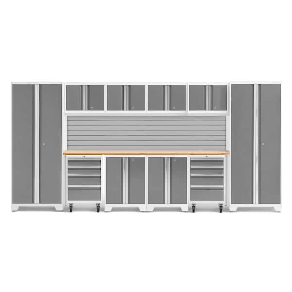 NewAge Products Bold Series 12-Piece 24-Gauge Steel Garage Storage System in Platinum Silver (156 in. W x 77 in. H x 18 in. D)