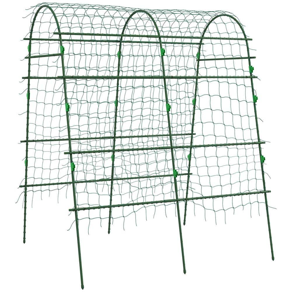 81" Tall Green Metal Garden Trellis for Climbing Plants
