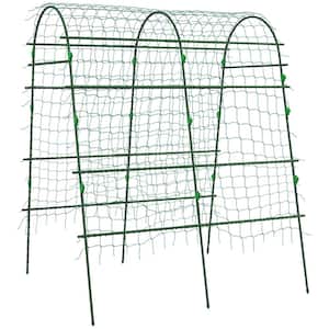 Cucumber Trellis 6 .8 ft. Tall Arch Trellis for Climbing Plants Outdoor with Plastic Coated Steel Frame and Climbing Net