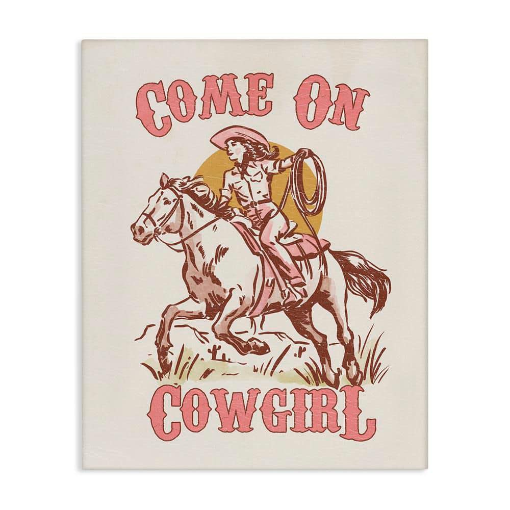 Pastel Come On Cowgirl by Victoria Barnes Unframed Typography Graphic Art Print 40 in. x 30 in. price history on PriceWatchPro