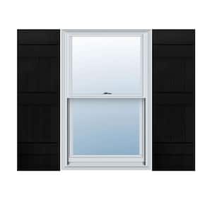 14 in. x 54 in. Lifetime Vinyl Custom Four Board Joined Board and Batten Shutters Pair Black