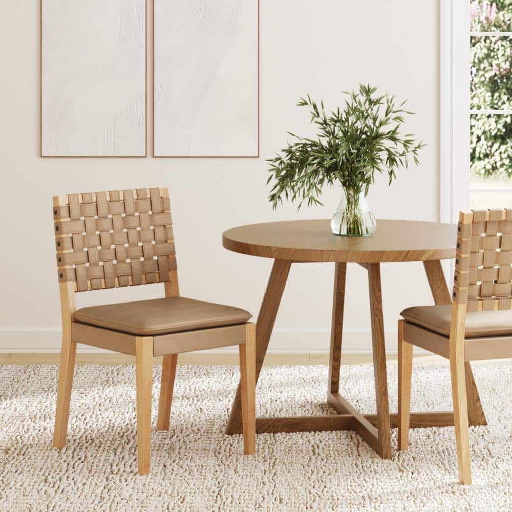 Cohen Natural Brown Faux Leather Upholstered Side Chair Set