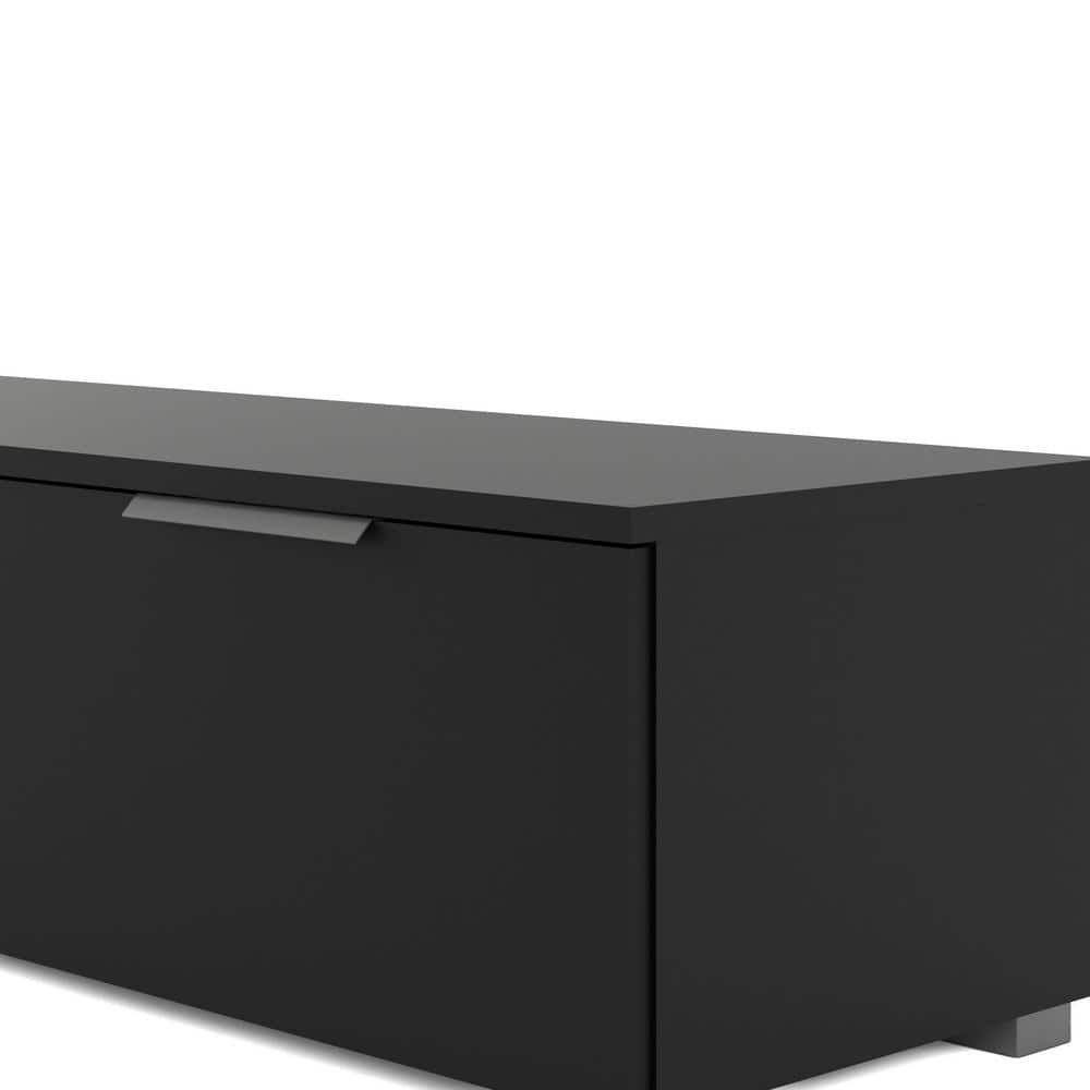 Sleek Danish Modern Black Matte Wood TV Stand with Storage