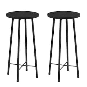 24 in. Black Bar Stools (Set of 2) Bar Height Stools Industrial Tall Bar Chair Round Backless Stools with Metal Legs