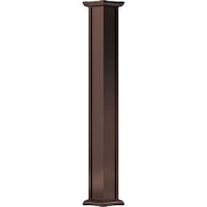 8' x 5-1/2" Endura-Aluminum Acadian Style Column, Square Shaft (Load-Bearing 24,000 LBS), Non-Tapered, Textured Bronze