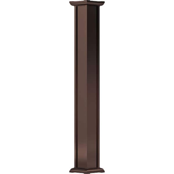AFCO 8' x 5-1/2" Endura-Aluminum Acadian Style Column, Square Shaft (Load-Bearing 24,000 LBS), Non-Tapered, Textured Bronze
