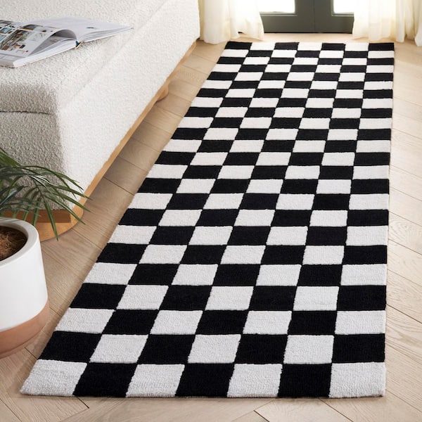 SAFAVIEH Ebony x Black/Ivory Checkered Geometric