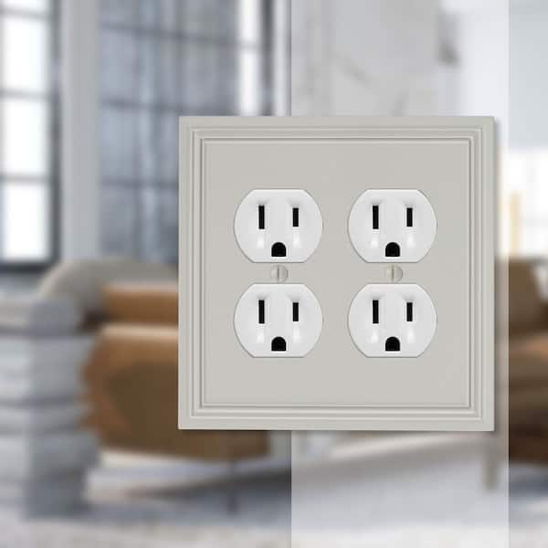 Hallcrest 2 Gang Duplex Metal Wall Plate - Gray