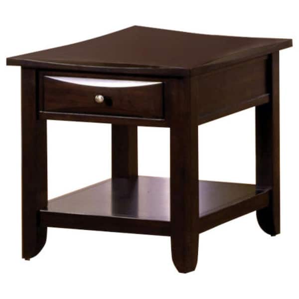 Benjara 24 in. Espresso Wooden End Table