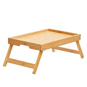 2-Pack Bamboo Bed Tray Tables, 15. 7in. x 11in., Foldable Legs, Portable Breakfast and Laptop Tray, Serving Desk for Bed