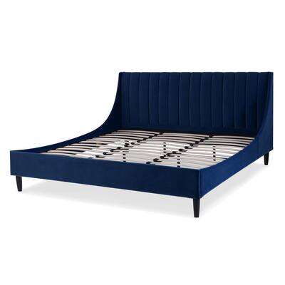 Navy Blue Velvet Beds Bedroom Furniture The Home Depot