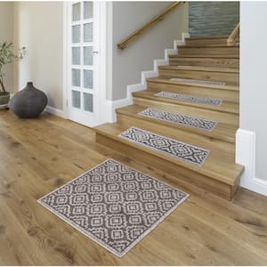 Dark Grey 31 in. x 31 in. Non-Slip Landing Mat Polypropylene with TPE Backing Stair Tread Cover