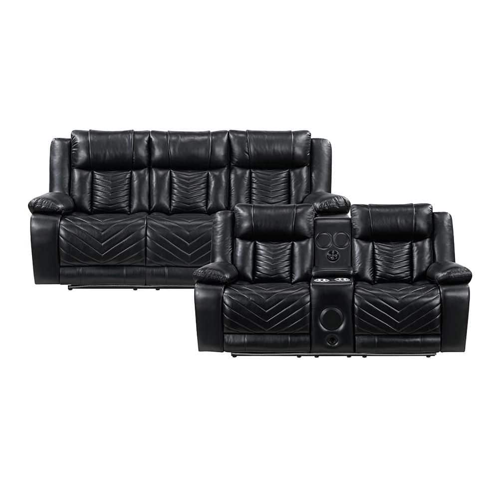Lazzara Durant 87 in. W Pillow Top Arm Faux Leather Rectangle 2