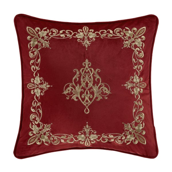 Unbranded Nicholas Crimson Polyester 18 in. Square Decorative 18 in. x 18 in. Throw Pillow